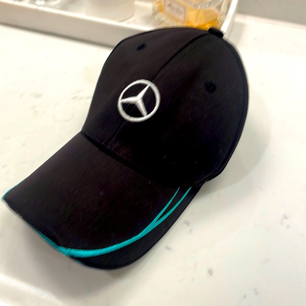 Mercedes Benz black cap one size Velcro strap